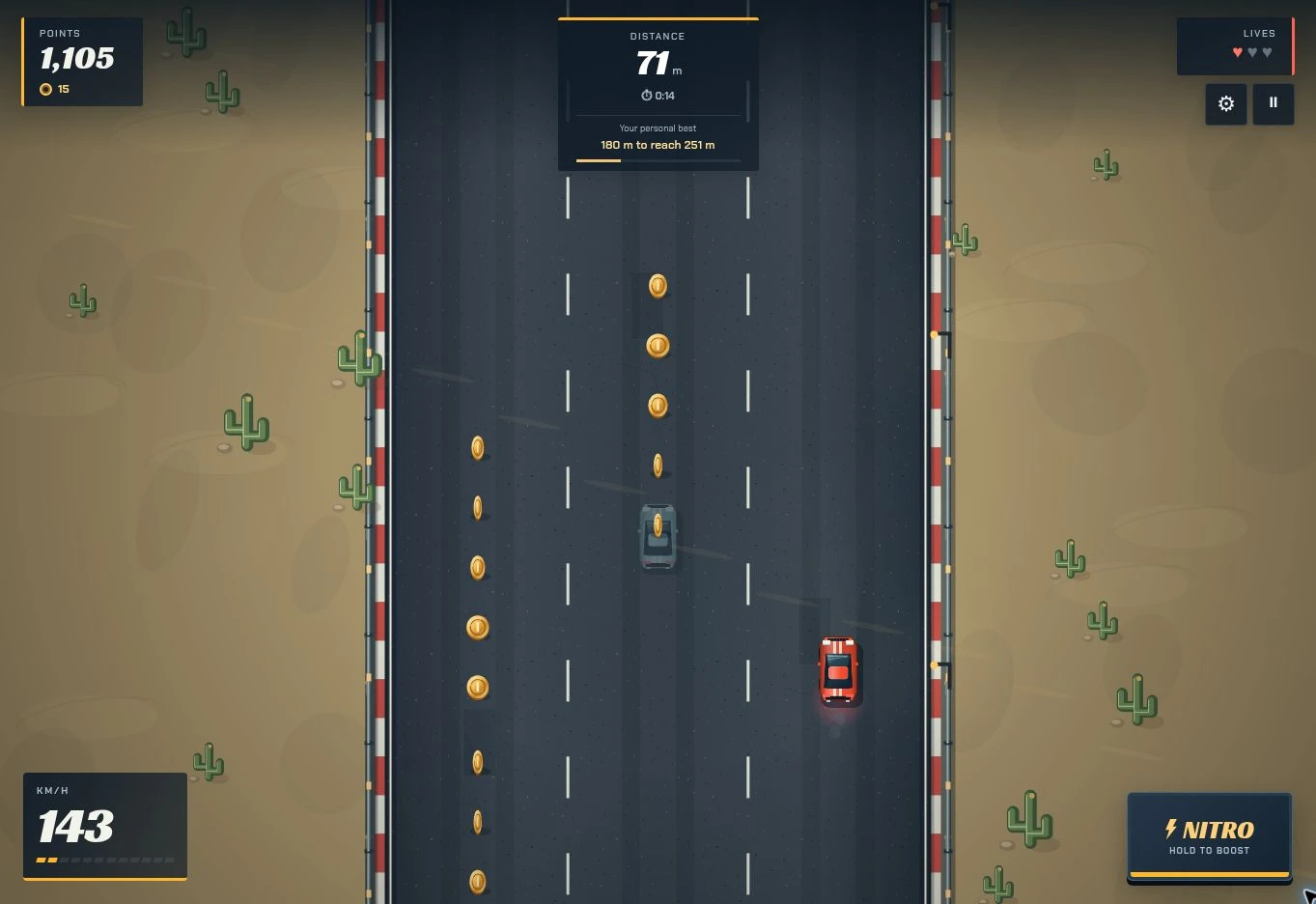 Speed Rivals race with traffic and nitro controls.