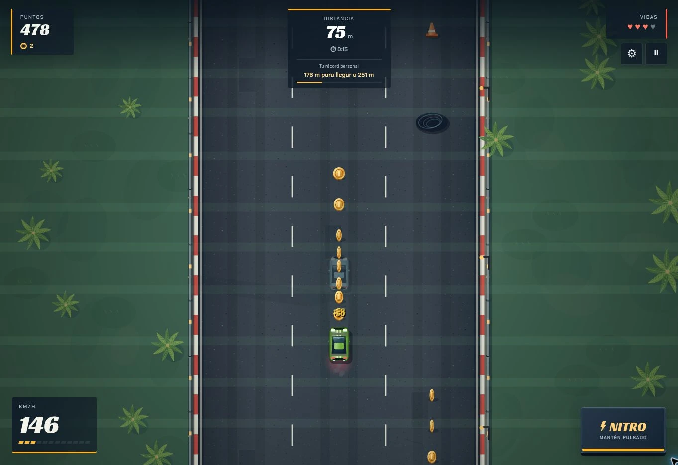 Otra vista de una carrera real de la versión actual de Speed Rivals.